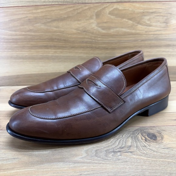 PAUL EVANS Stewart Penny Loafers Mens 9 Brown Leather Business Casual Old Money main image 10